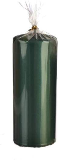 Bougie cylindrique métallique vert mat 18 cm