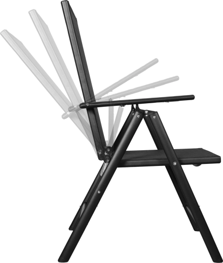 Chaise de jardin pliante en métal avec dossier réglable noire - 1 pièce
