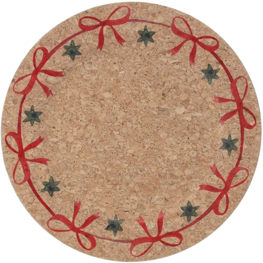 Dessous de plat rond en liège avec rubans 33 × 33 × 1,5 cm, lot de 6 pièces