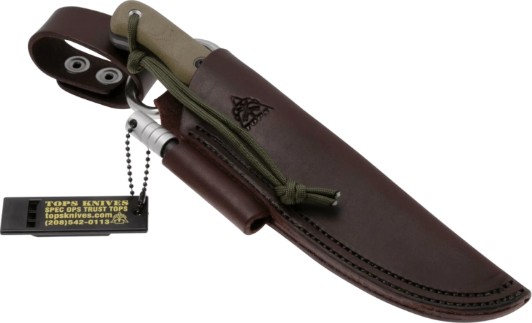 Fourreau en cuir pour un port facile, incluant un firesteel