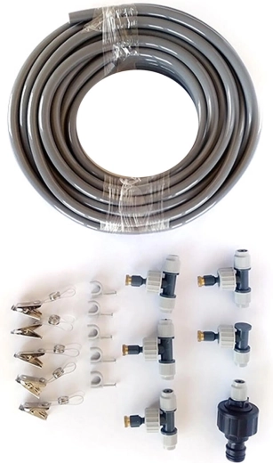 Kit de brumisation rafraîchissant pour jardin 15 m avec 8 buses