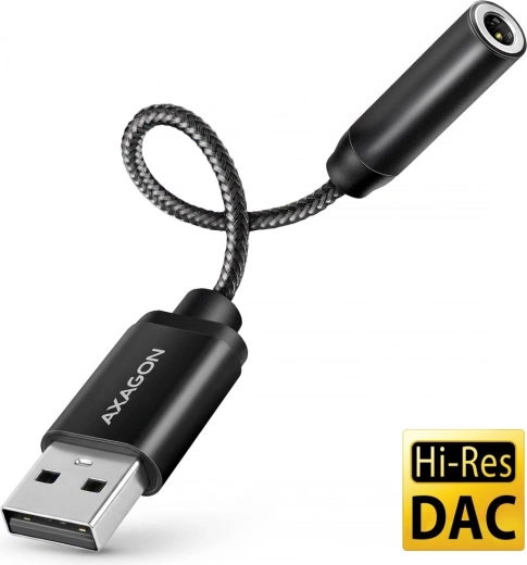 AXAGON carte son USB-A hi‑res avec DAC 32 bits / 384 kHz, jack 3,5 mm
