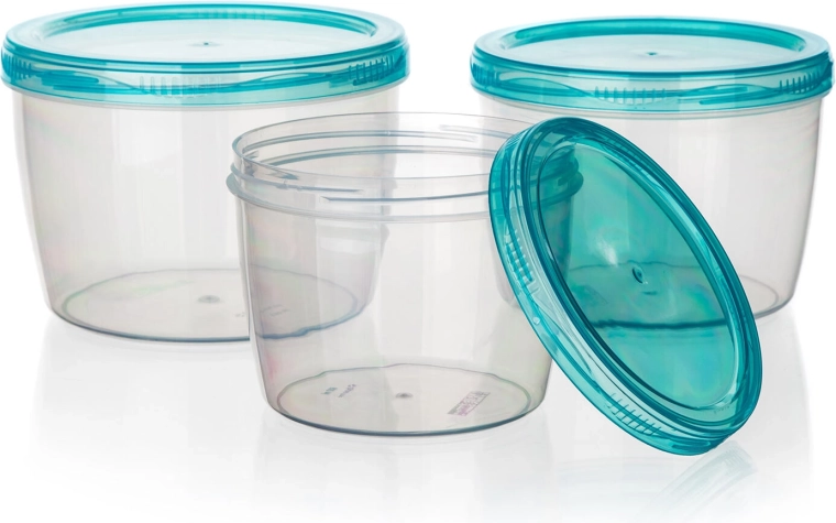 Set de 3 boîtes alimentaires rondes en plastique ACASSA (600, 880 et 1180 ml)