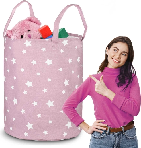 Panier à jouets rose NUKIDO en coton