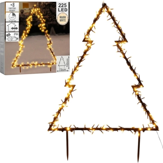 Sapin de Noël métallique lumineux d'extérieur, 225 LED, 100 cm