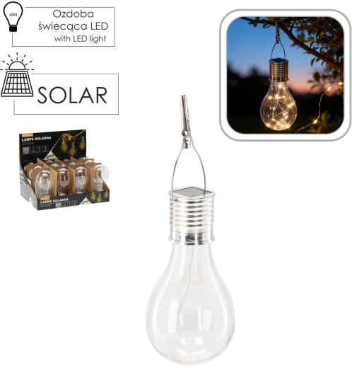 Lampe de jardin solaire en forme d’ampoule 7,5 × 7,5 × 22 cm