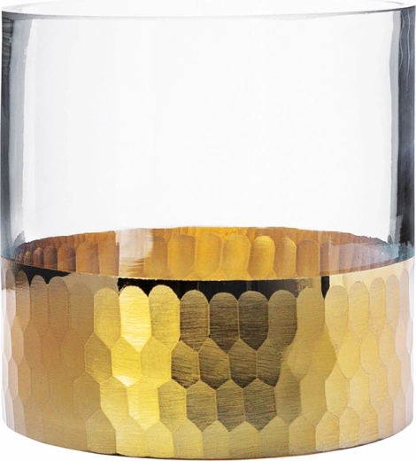 Vase en verre et photophore Golden honey 12 cm
