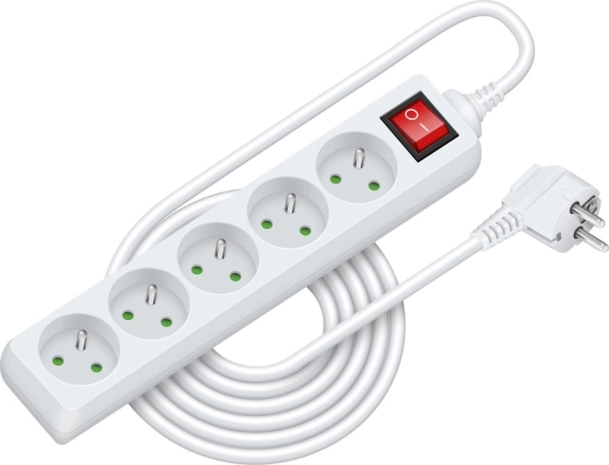 Rallonge électrique avec interrupteur RETLUX, 5 prises, 5 m