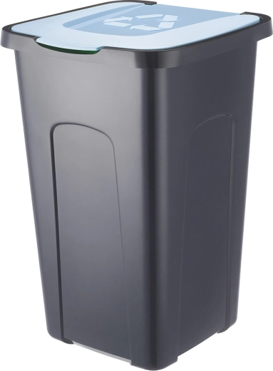 Poubelle de tri 50 l noire – Bleu