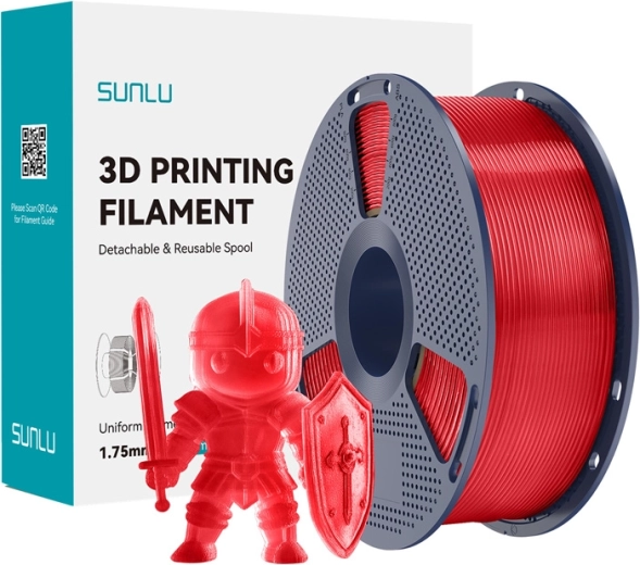 Sunlu PLA+ filament 1,75 mm – rouge transparent