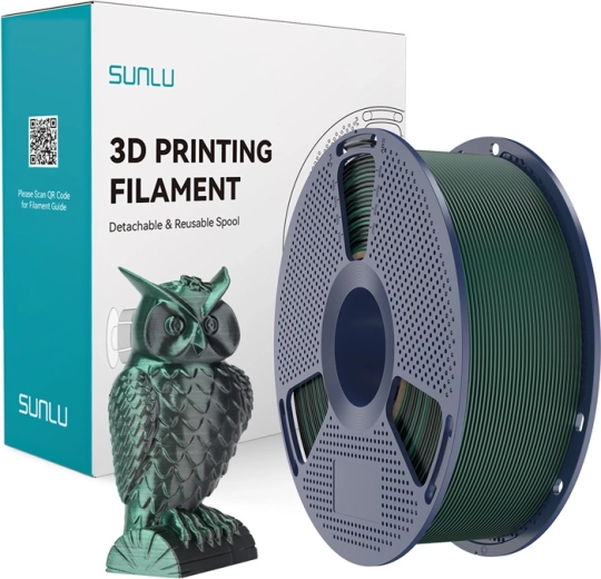 Filament bicolore Sunlu PLA+ Silk noir/vert