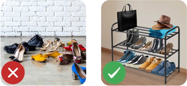 Jusqu’à 16 paires sur trois étagères