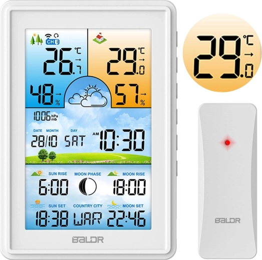 Station météorologique sans fil BALDR avec écran couleur