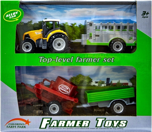 Tracteur orange avec remorques interchangeables