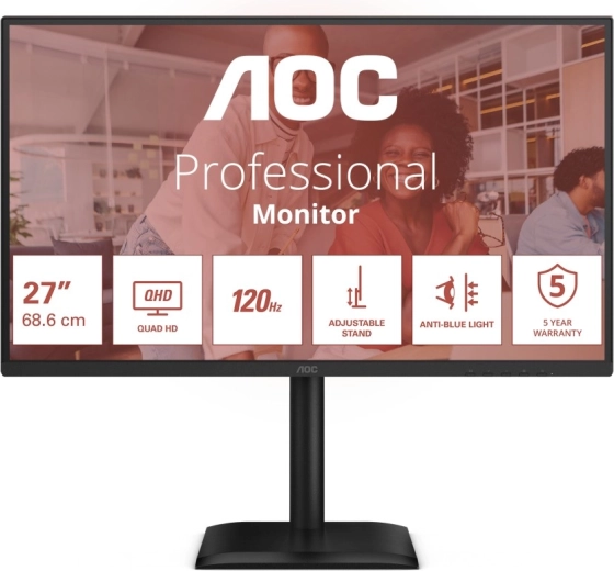Moniteur AOC Q27E4CV 27" QHD IPS 120 Hz avec USB‑C et RJ‑45