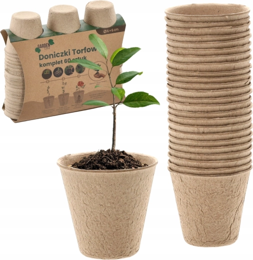 Lot de pots en tourbe 6 × 6 cm – 60 pièces