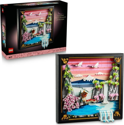 LEGO Art Paysage aux cerisiers en fleurs – décoration japonaise 3D murale