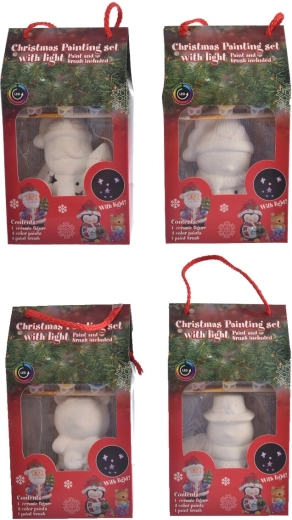 Kit créatif de décorations de Noël à peindre avec peintures et éclairage LED (4 variantes)