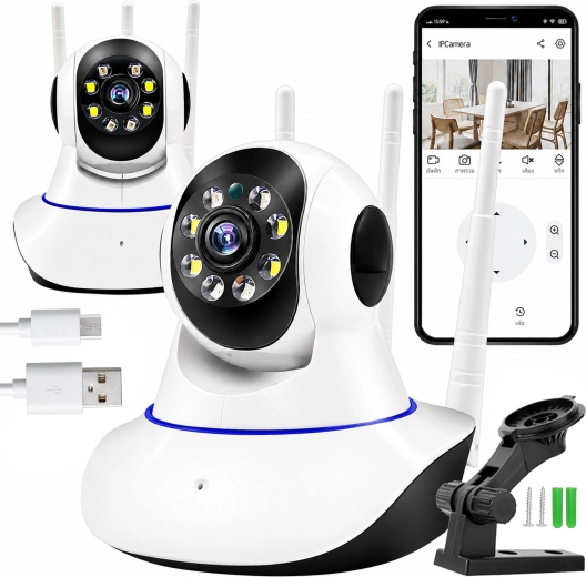 Caméra Wi‑Fi rotative sans fil 360° (babyphone) - 1 pièce