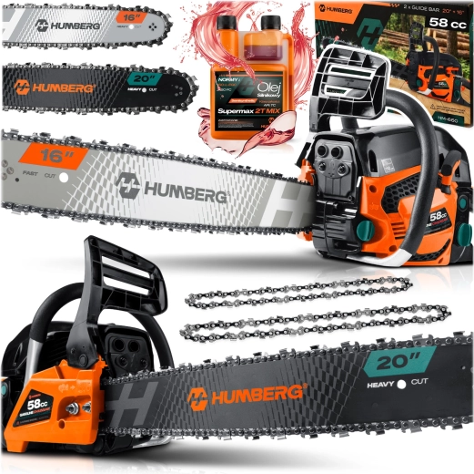 Tronçonneuse à essence Humberg HM-660 pour bois 16/20" + huile 2T