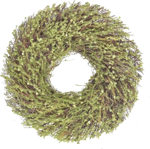 Couronne décorative en plastique (PP) verte, diamètre 30 cm