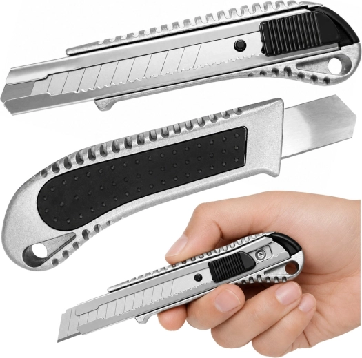 Cutter à lame segmentée sécable en aluminium 18 mm avec blocage - 1 pièce