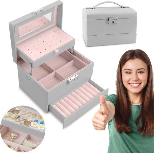 Boîte à bijoux MASSIDO MS-704 – gris