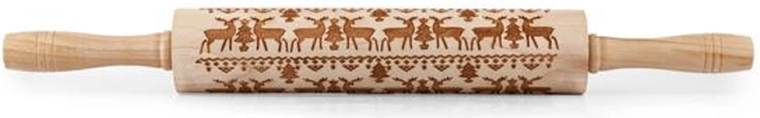 Rouleau à pâtisserie embossé en bois TORO motif renne 19 cm