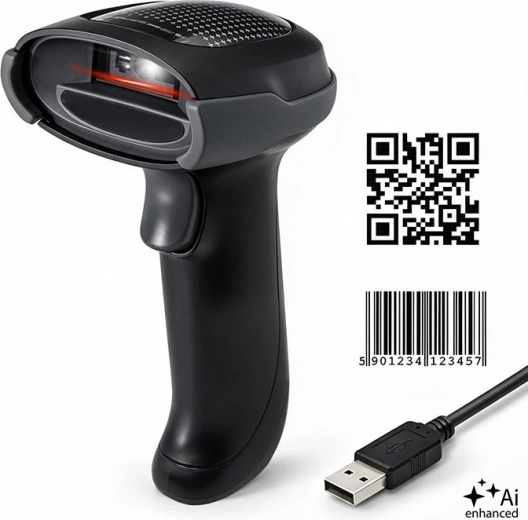 Lecteur de codes-barres Qoltec 1D et 2D avec USB