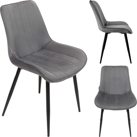 Chaise de salle à manger rembourrée en velours au style loft, graphite