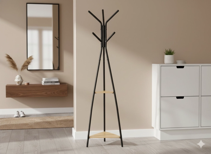 Portemanteau sur pied TARES avec étagères de 180 cm