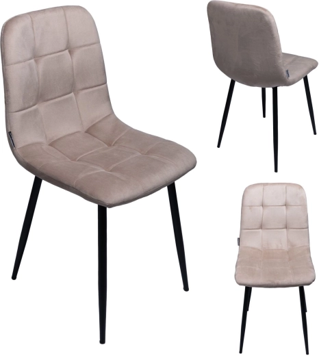 Chaise de salle à manger loft rembourrée en velours beige - 1 pièce