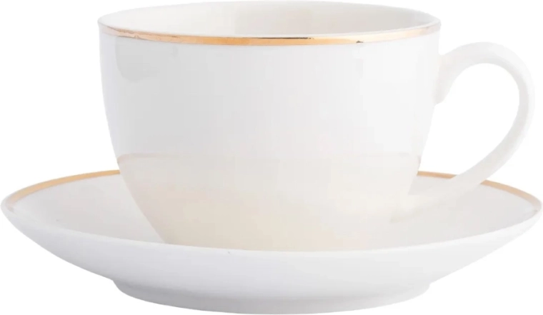 Bella ligne dorée tasse en porcelaine avec soucoupe 270 ml
