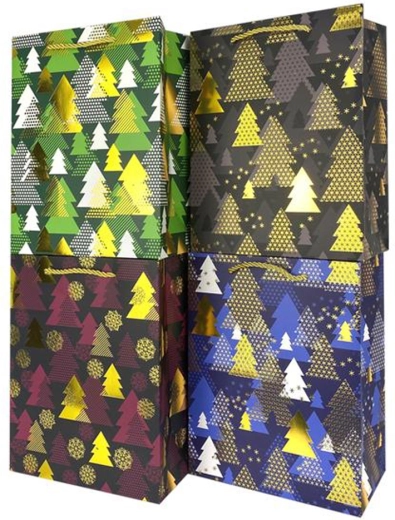 Sac cadeau en papier TORO avec sapin de Noël 23 × 18 × 10 cm - 1 pièce