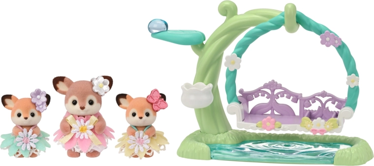 Sylvanian Families faons sur la balançoire fleurie – set de jeu avec 3 figurines