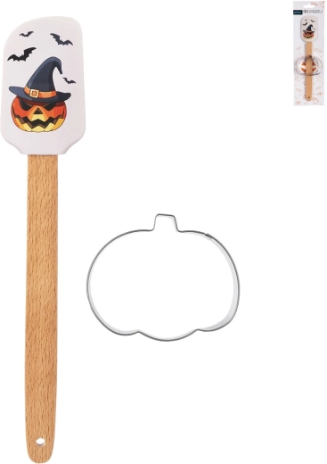 Spatule en silicone d'Halloween avec emporte-pièce en forme de citrouille