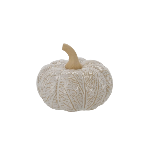 Figurine décorative de jardin citrouille blanche glamour
