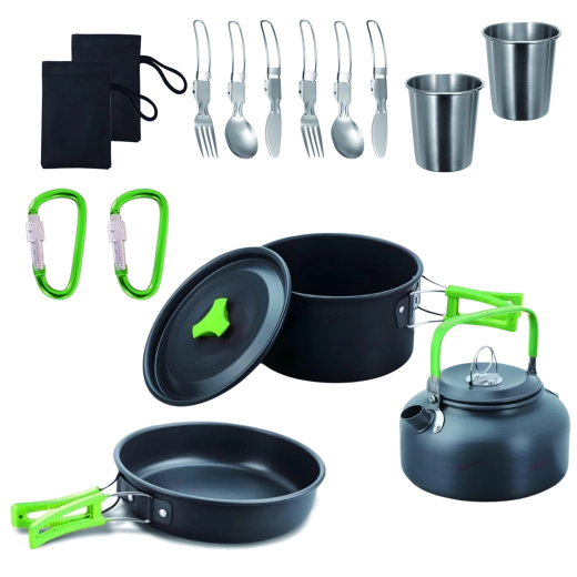 Set de vaisselle de randonnée 18 en 1
