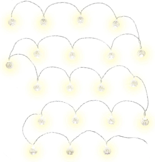 Guirlande lumineuse de Noël Retlux avec boules argentées, 20 LED
