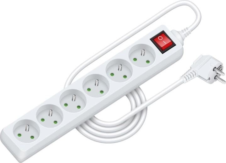 Rallonge électrique RETLUX avec interrupteur, 6 prises, 2 m