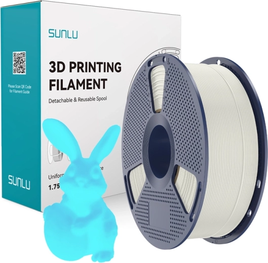 Filament Sunlu PLA phosphorescent dans le noir blanc-bleu