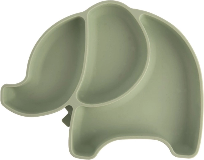 Assiette enfant en silicone compartimentée éléphant, verte 23,5 × 19 × 3,5 cm