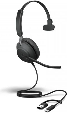 Micro-casque mono Jabra Evolve2 40 SE USB-A/USB-C pour Microsoft Teams