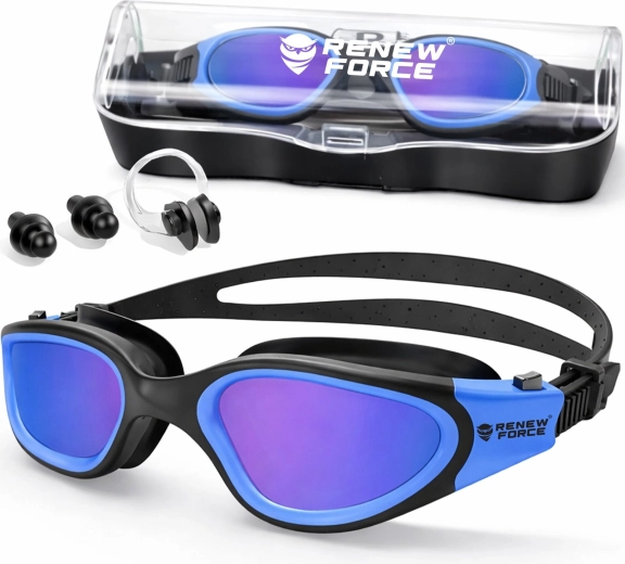Lunettes de natation polarisées, UV400 et anti-buée (bleues) - 1 pièce