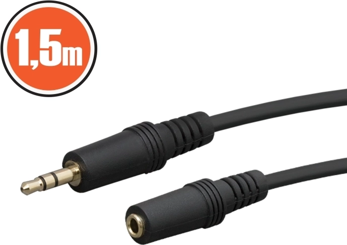Câble audio d’extension Jack 3,5 mm, 1,5 m, noir