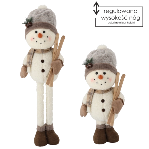 Décoration de Noël bonhomme de neige avec skis et jambes télescopiques