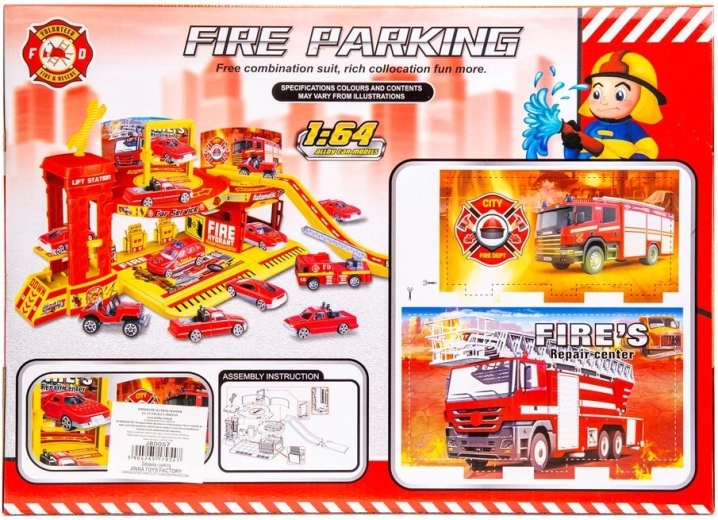 Garage à plusieurs niveaux avec motif pompiers