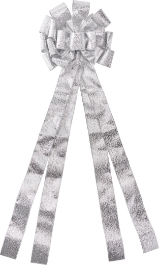 Grand nœud de Noël pour la cime du sapin argenté 130 × 33 cm - 1 pièce