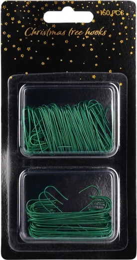 Crochets verts pour décorations de Noël 3,5 et 6 cm, 150 pcs