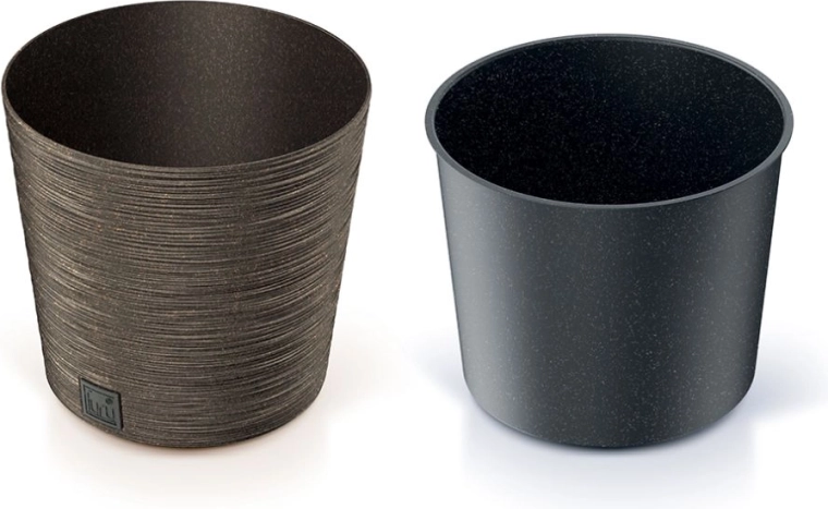 Cache-pot Furu Round Low Eco Wood 30 cm – café